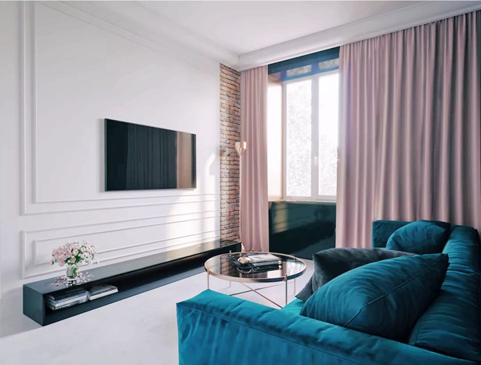 美式风格新房装修设计案例，孔雀蓝打造幸福的家！
