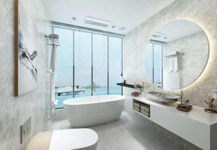 小卫浴也能装出豪宅的高级感。