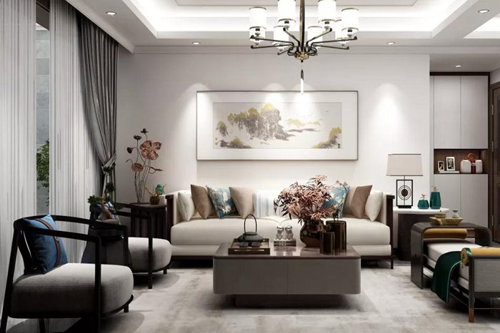 珠海新中式装修设计彰显着空间奢华